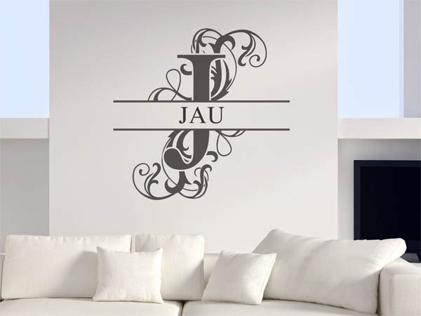 Wandtattoo verschnörkelter Buchstabe J mit Jau