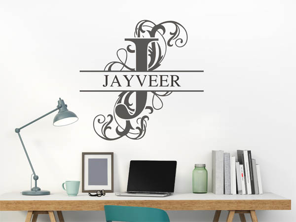 Wandtattoo verschnörkelter Buchstabe J mit Jayveer