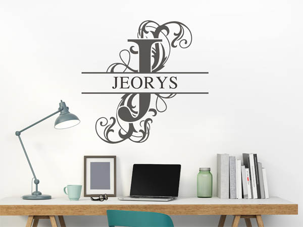 Wandtattoo verschnörkelter Buchstabe J mit Jeorys