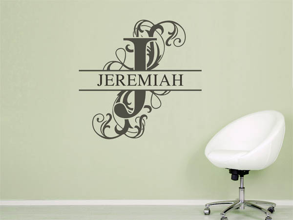 Wandtattoo verschnörkelter Buchstabe J mit Jeremiah