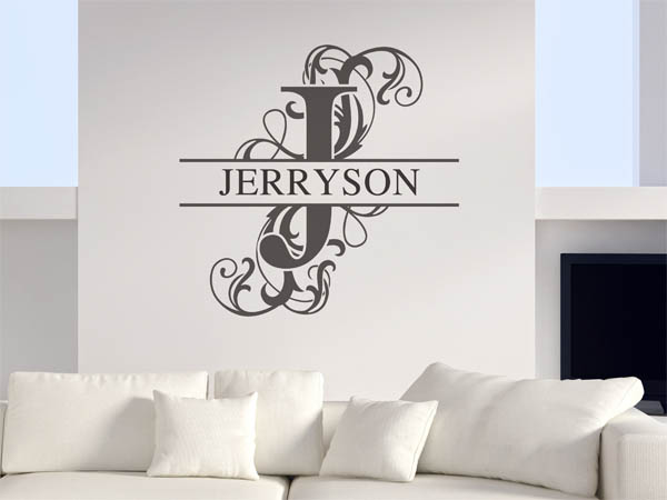 Wandtattoo verschnörkelter Buchstabe J mit Jerryson