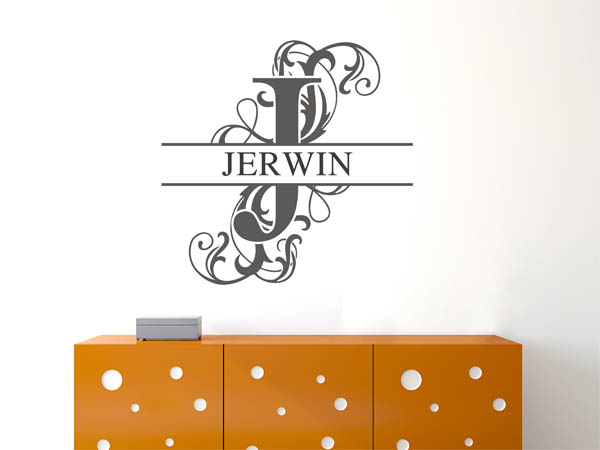 Wandtattoo verschnörkelter Buchstabe J mit Jerwin