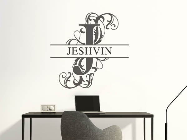 Wandtattoo verschnörkelter Buchstabe J mit Jeshvin