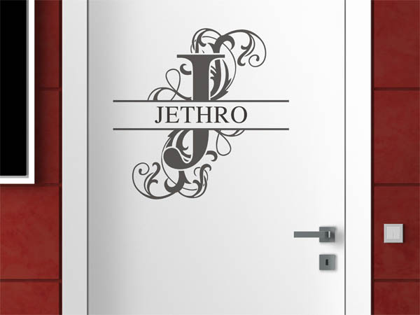 Wandtattoo verschnörkelter Buchstabe J mit Jethro