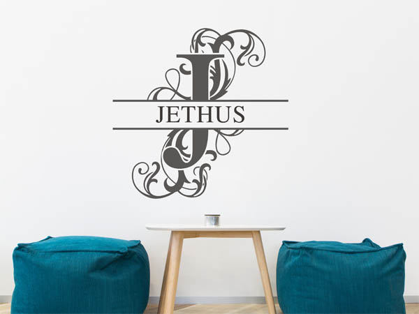 Wandtattoo verschnörkelter Buchstabe J mit Jethus