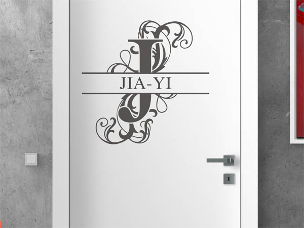 Wandtattoo verschnörkelter Buchstabe J mit Jia-Yi
