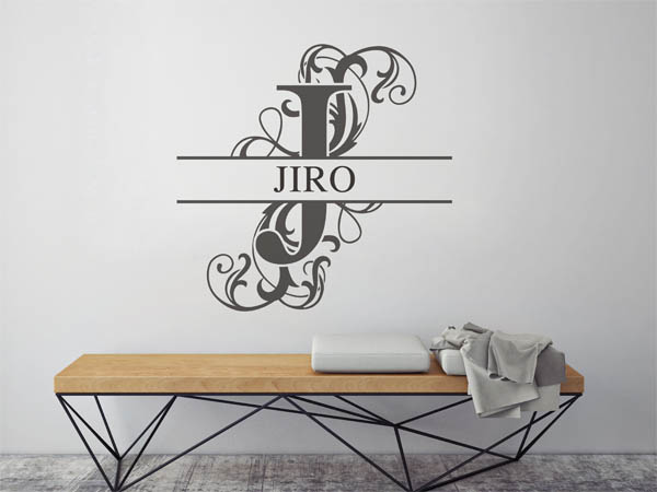 Wandtattoo verschnörkelter Buchstabe J mit Jiro