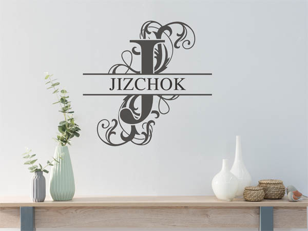 Wandtattoo verschnörkelter Buchstabe J mit Jizchok