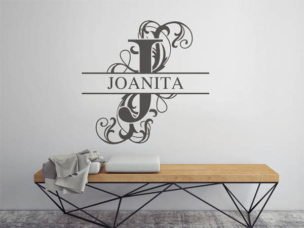 Wandtattoo verschnörkelter Buchstabe J mit Joanita