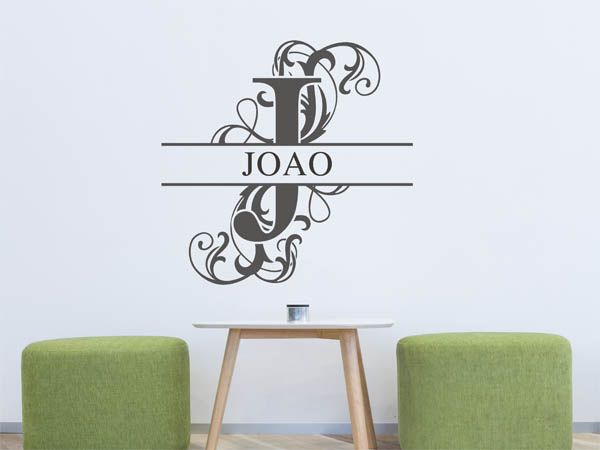 Wandtattoo verschnörkelter Buchstabe J mit Joao