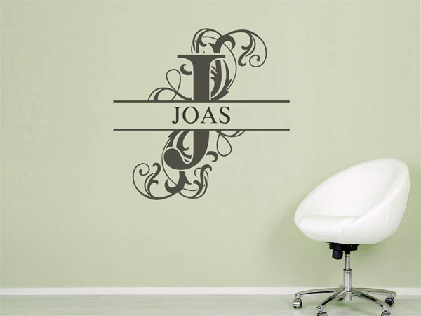 Wandtattoo verschnörkelter Buchstabe J mit Joas
