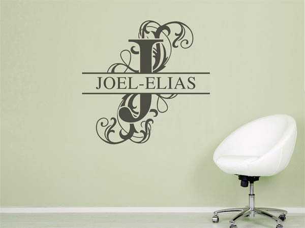 Wandtattoo verschnörkelter Buchstabe J mit Joel-Elias