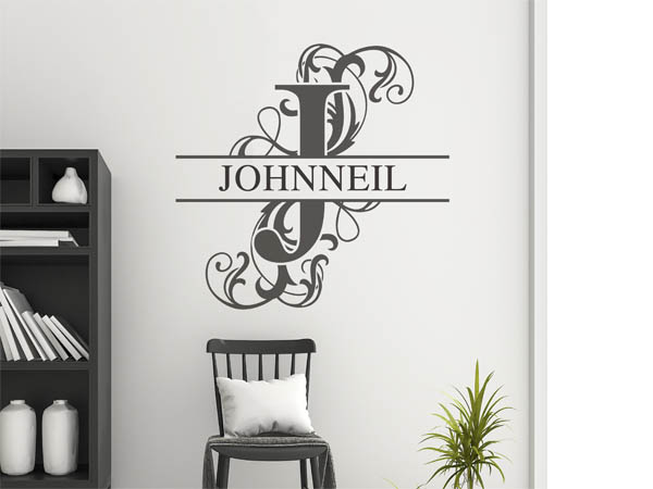 Wandtattoo verschnörkelter Buchstabe J mit Johnneil