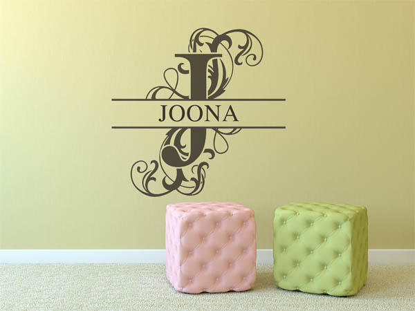 Wandtattoo verschnörkelter Buchstabe J mit Joona