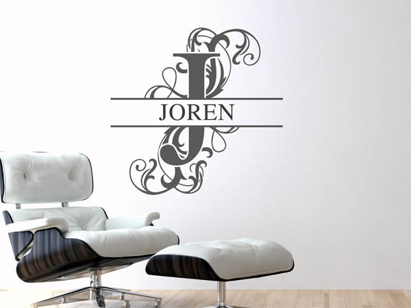 Wandtattoo verschnörkelter Buchstabe J mit Joren