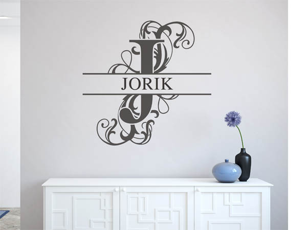 Wandtattoo verschnörkelter Buchstabe J mit Jorik