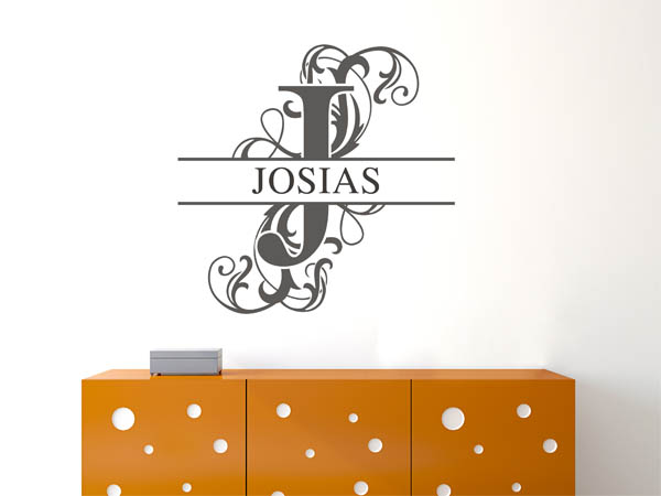 Wandtattoo verschnörkelter Buchstabe J mit Josias