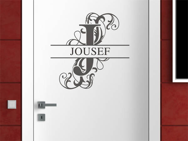 Wandtattoo verschnörkelter Buchstabe J mit Jousef
