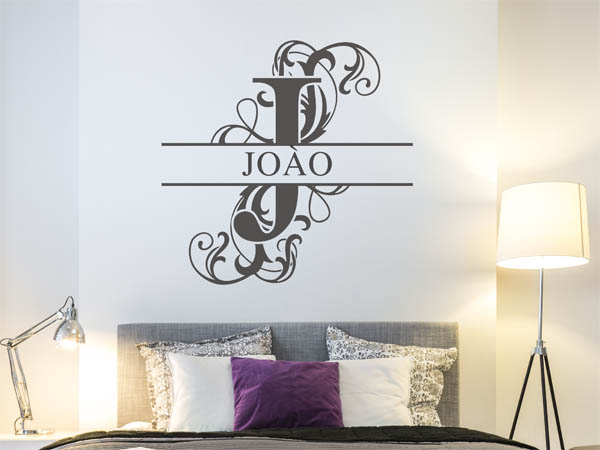 Wandtattoo verschnörkelter Buchstabe J mit Joào