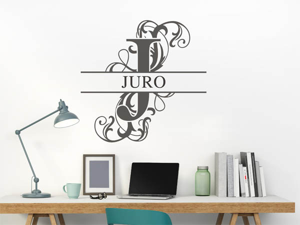Wandtattoo verschnörkelter Buchstabe J mit Juro