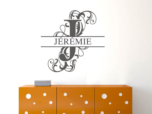 Wandtattoo verschnörkelter Buchstabe J mit Jérémie