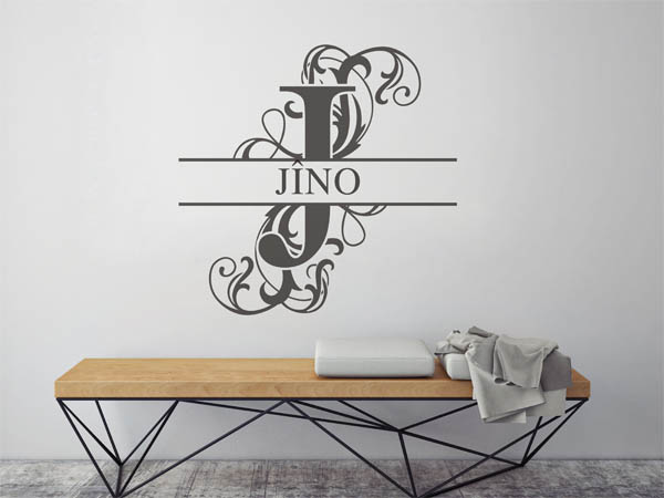 Wandtattoo verschnörkelter Buchstabe J mit Jîno