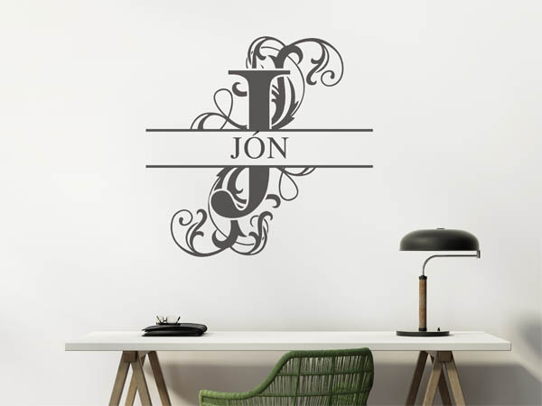 Wandtattoo verschnörkelter Buchstabe J mit Jón