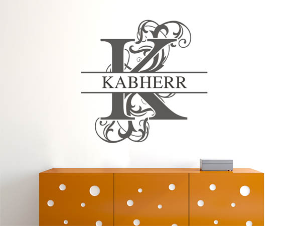 Wandtattoo verschnörkelter Buchstabe K mit Kabherr
