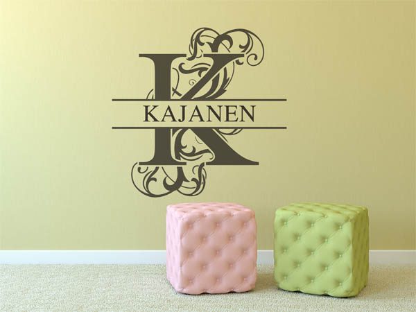 Wandtattoo verschnörkelter Buchstabe K mit Kajanen