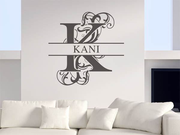 Wandtattoo verschnörkelter Buchstabe K mit Kani