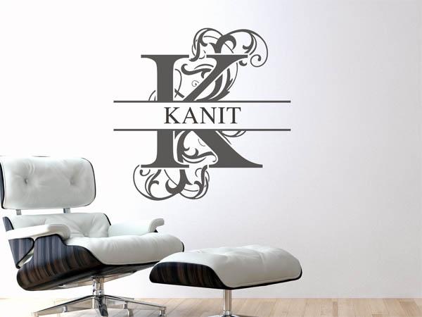 Wandtattoo verschnörkelter Buchstabe K mit Kanit