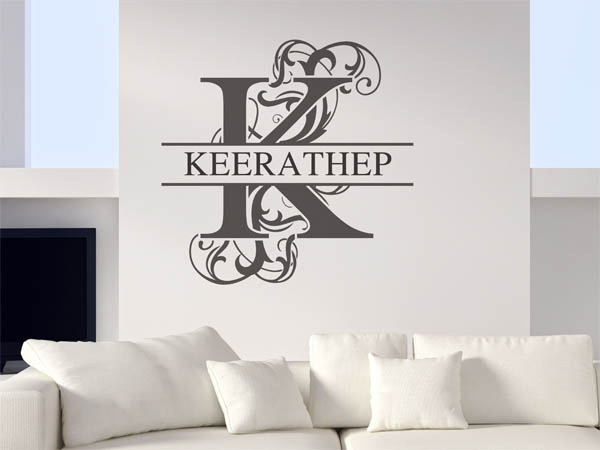 Wandtattoo verschnörkelter Buchstabe K mit Keerathep