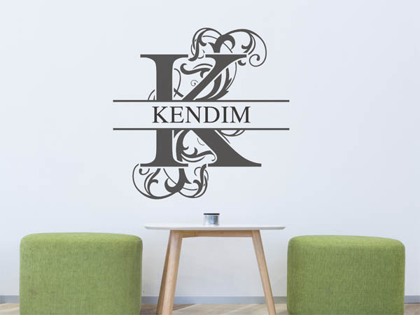 Wandtattoo verschnörkelter Buchstabe K mit Kendim