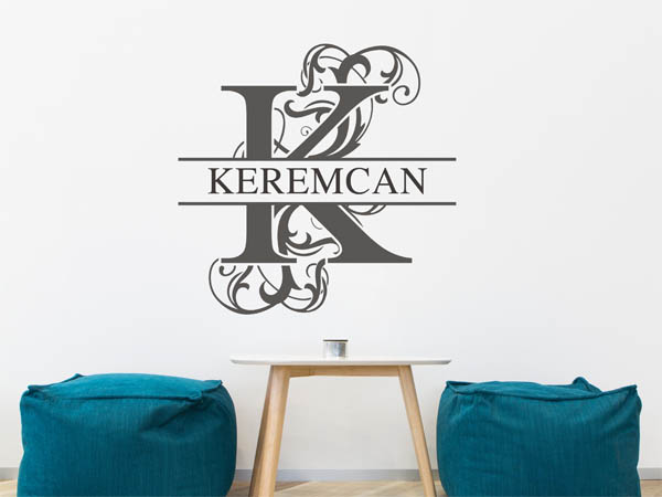 Wandtattoo verschnörkelter Buchstabe K mit Keremcan