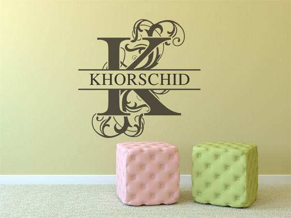Wandtattoo verschnörkelter Buchstabe K mit Khorschid