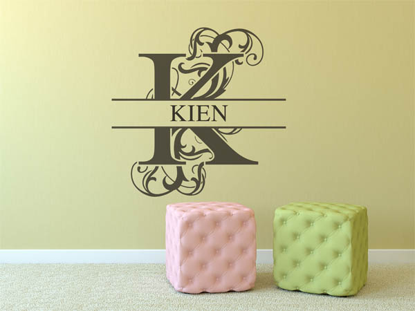 Wandtattoo verschnörkelter Buchstabe K mit Kien