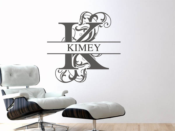 Wandtattoo verschnörkelter Buchstabe K mit Kimey