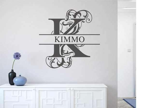 Wandtattoo verschnörkelter Buchstabe K mit Kimmo
