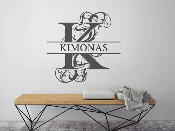 Wandtattoo verschnörkelter Buchstabe K mit Kimonas