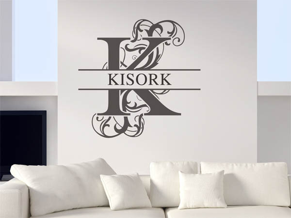 Wandtattoo verschnörkelter Buchstabe K mit Kisork