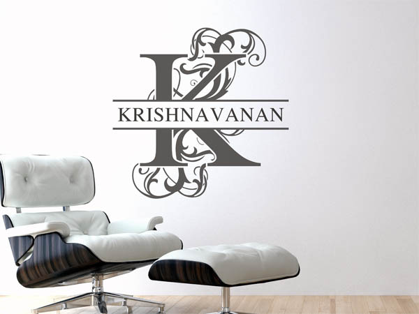 Wandtattoo verschnörkelter Buchstabe K mit Krishnavanan