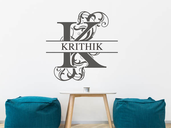 Wandtattoo verschnörkelter Buchstabe K mit Krithik