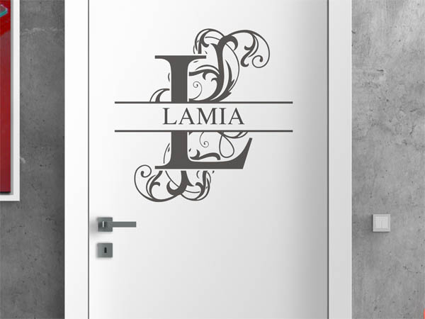 Wandtattoo verschnörkelter Buchstabe L mit Lamia