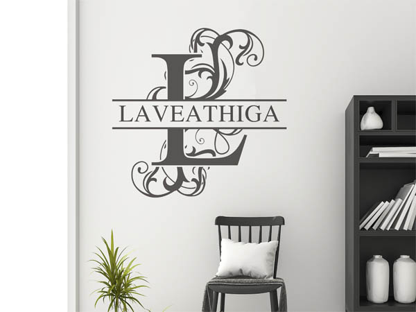 Wandtattoo verschnörkelter Buchstabe L mit Laveathiga