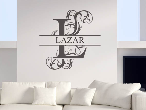 Wandtattoo verschnörkelter Buchstabe L mit Lazar