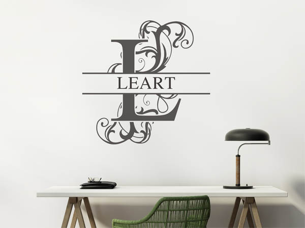 Wandtattoo verschnörkelter Buchstabe L mit Leart