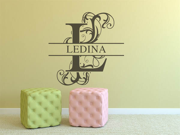 Wandtattoo verschnörkelter Buchstabe L mit Ledina