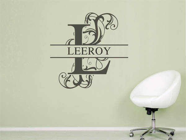 Wandtattoo verschnörkelter Buchstabe L mit Leeroy