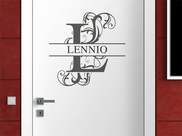 Wandtattoo verschnörkelter Buchstabe L mit Lennio