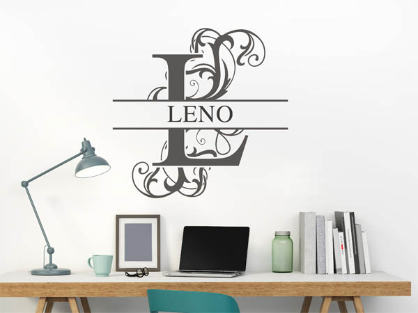 Wandtattoo verschnörkelter Buchstabe L mit Leno